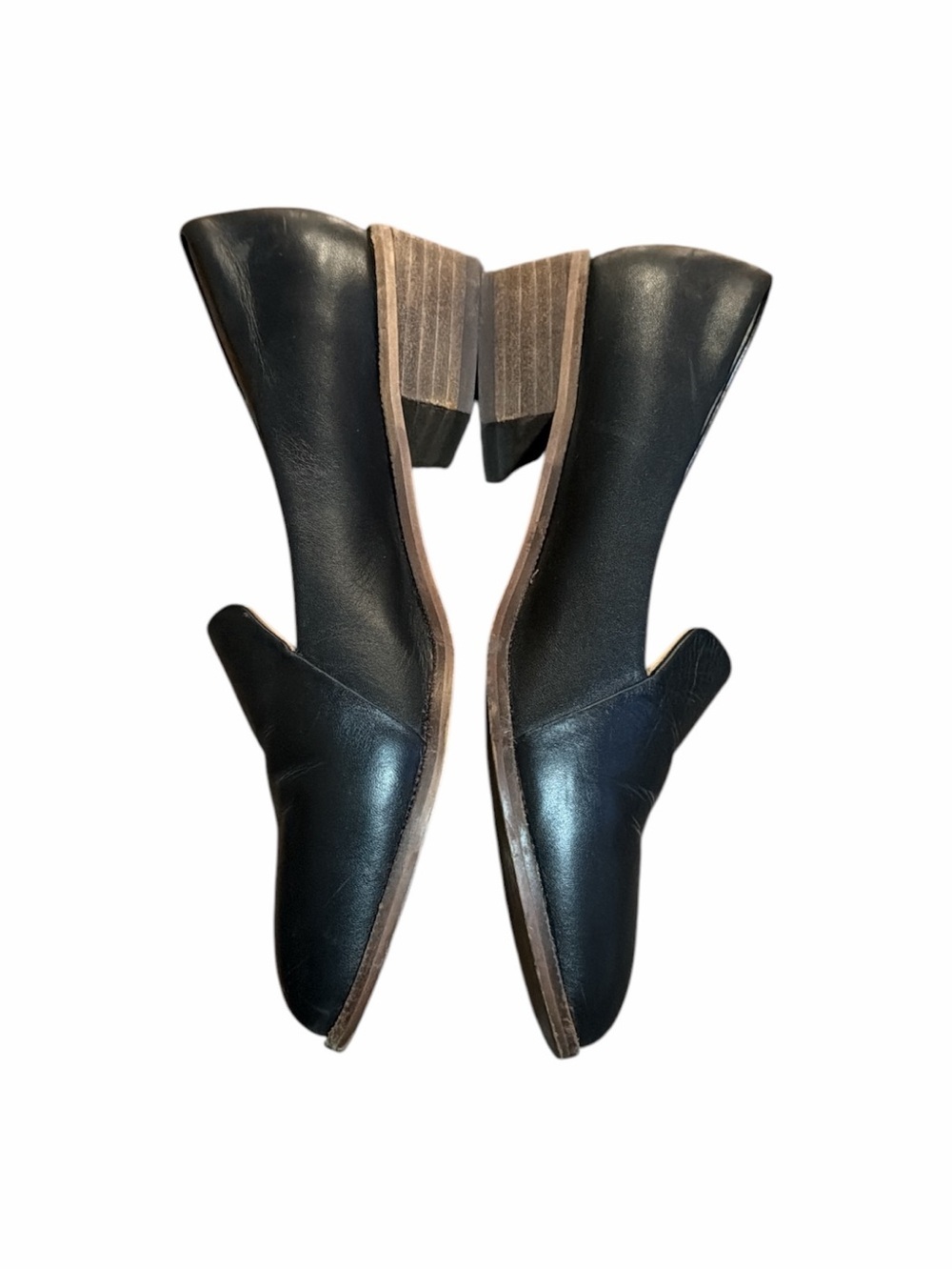 Kelsi Dagger Size 6 Black Brooklyn Leather Block Heel Loafers Pointed Toe KDB - Picture 2 of 5